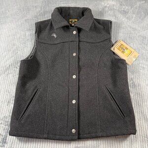 NWT Wyoming Traders Montana Wool Vest Womens XL Black Snapped Lined Workwear